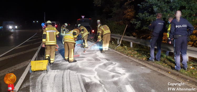 Einsatz 47 2020 Ölspur Cham-Süd Kreisverkehr Beitragsbild